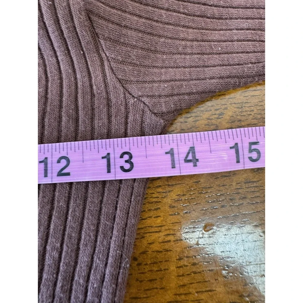 Vintage‎ Style Center Sweater Womens XS Brown Lace Up Henley Ribbed Knit 60s - Picture 4 of 6